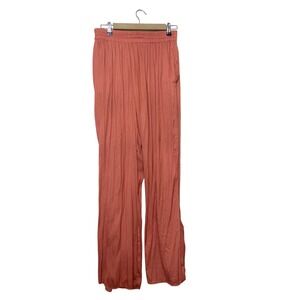 Zara Womens Wide Leg Flowy Pants Terracotta Rust Elastic Waist Size‎ Large